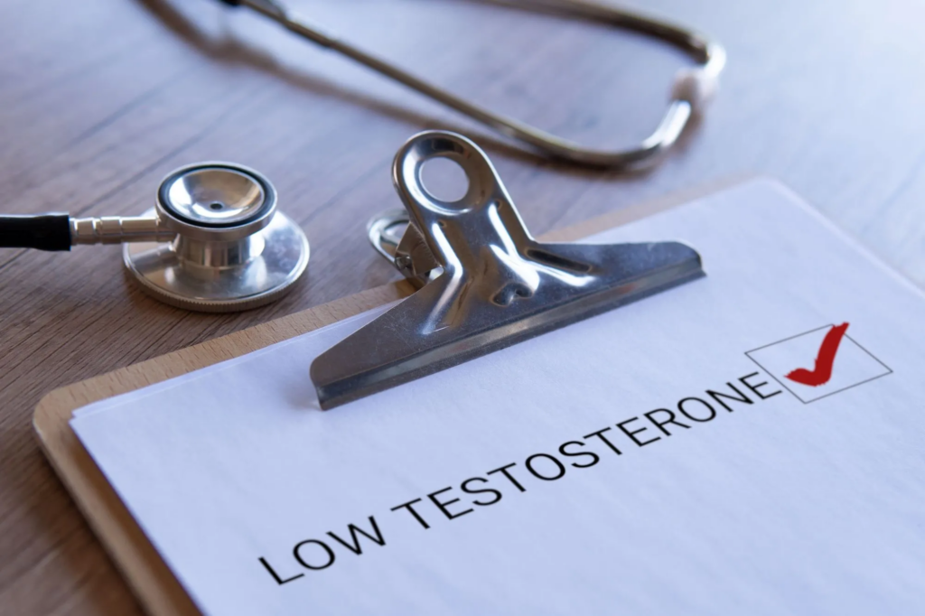 Current image: Doctor discussing low testosterone and erectile dysfunction evaluation with male patient in Miami Feature Image Title: